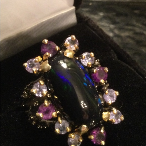 Rare Large Genuine Black Opal with Tanzanite & Amethysts - Picture 8 of 8